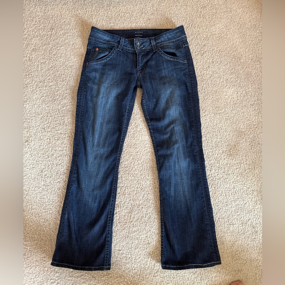 Hudson Jeans Blue Bootcut Low Rise Flap Dark Wash Pockets USA W170DHA | Sz 27